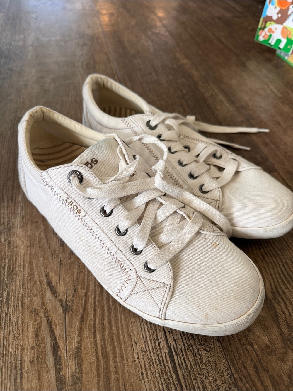 Taos Footwear Off-White Canvas Lace-Up Sneakers